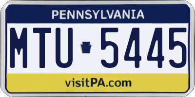 PA license plate MTU5445