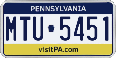 PA license plate MTU5451