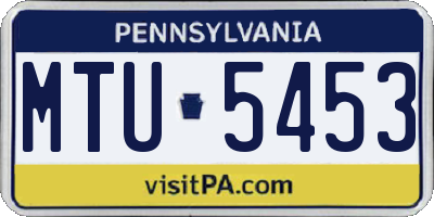 PA license plate MTU5453
