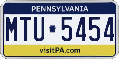 PA license plate MTU5454