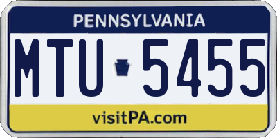 PA license plate MTU5455