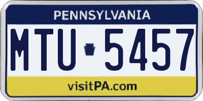 PA license plate MTU5457