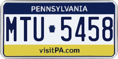 PA license plate MTU5458
