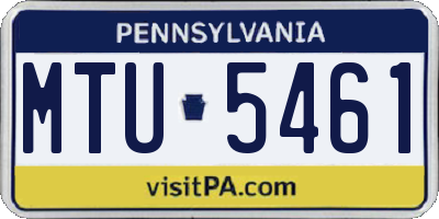 PA license plate MTU5461