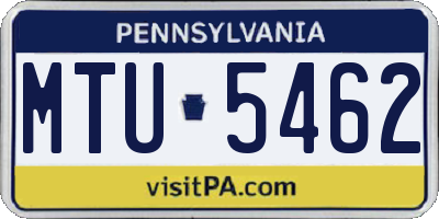PA license plate MTU5462