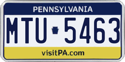 PA license plate MTU5463
