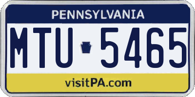 PA license plate MTU5465