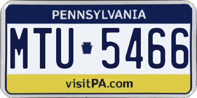 PA license plate MTU5466
