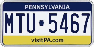 PA license plate MTU5467