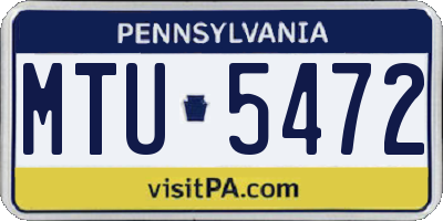 PA license plate MTU5472