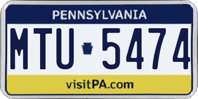 PA license plate MTU5474