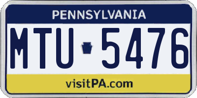 PA license plate MTU5476