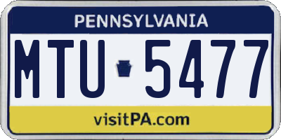PA license plate MTU5477