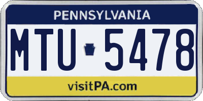 PA license plate MTU5478