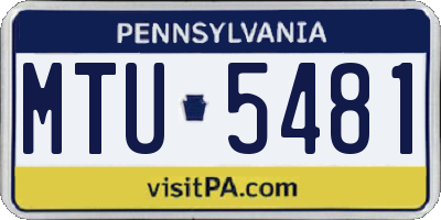 PA license plate MTU5481