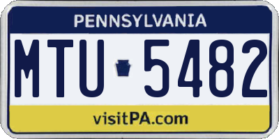 PA license plate MTU5482