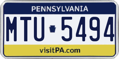 PA license plate MTU5494