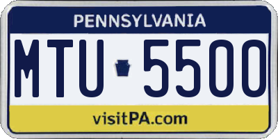 PA license plate MTU5500