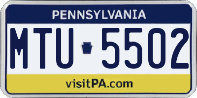 PA license plate MTU5502