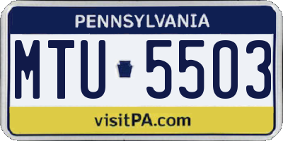 PA license plate MTU5503