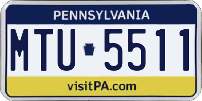 PA license plate MTU5511