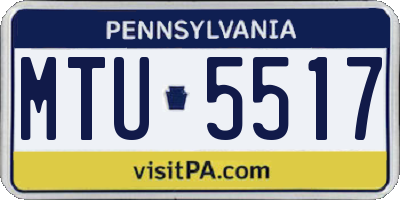 PA license plate MTU5517