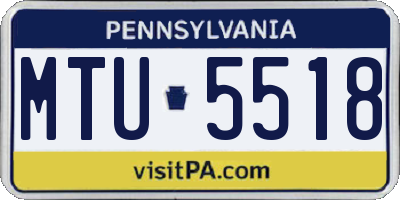 PA license plate MTU5518