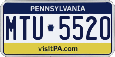 PA license plate MTU5520