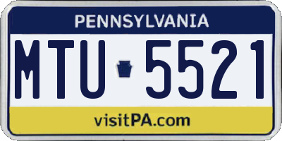 PA license plate MTU5521