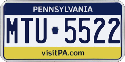PA license plate MTU5522