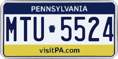 PA license plate MTU5524
