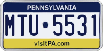 PA license plate MTU5531