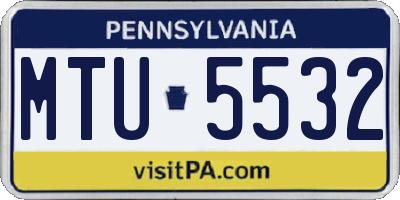 PA license plate MTU5532
