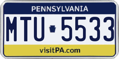 PA license plate MTU5533