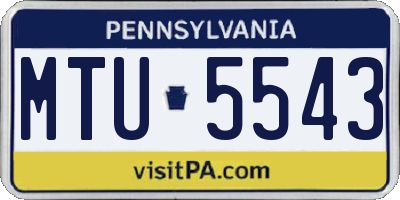 PA license plate MTU5543