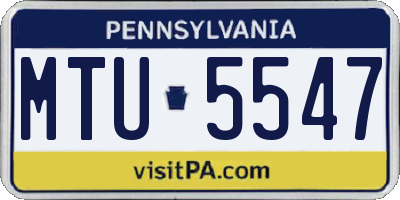 PA license plate MTU5547