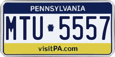 PA license plate MTU5557