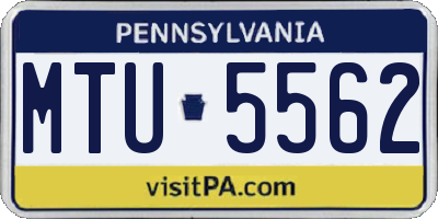PA license plate MTU5562
