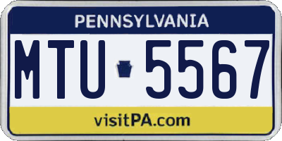 PA license plate MTU5567