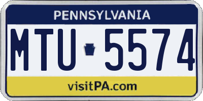 PA license plate MTU5574