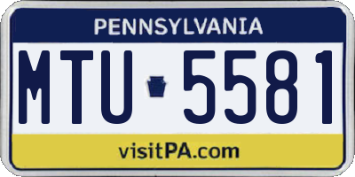PA license plate MTU5581