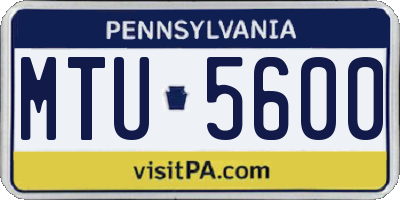 PA license plate MTU5600