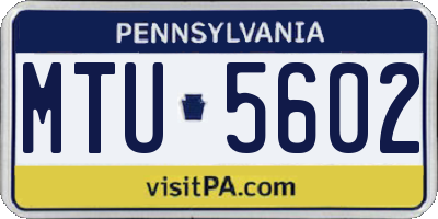 PA license plate MTU5602