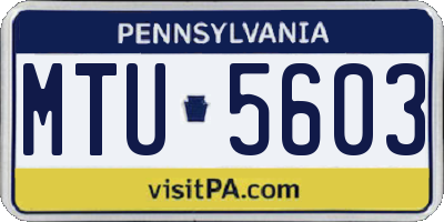 PA license plate MTU5603
