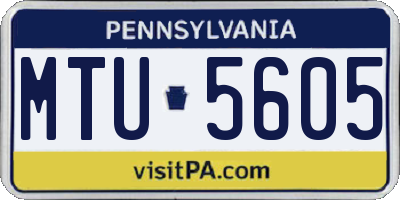 PA license plate MTU5605