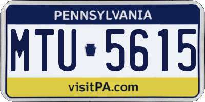PA license plate MTU5615