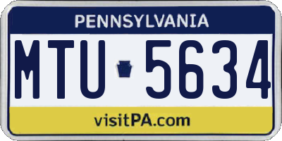 PA license plate MTU5634