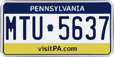 PA license plate MTU5637
