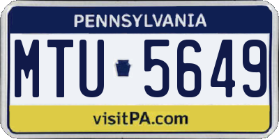 PA license plate MTU5649