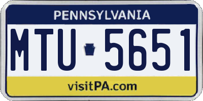 PA license plate MTU5651